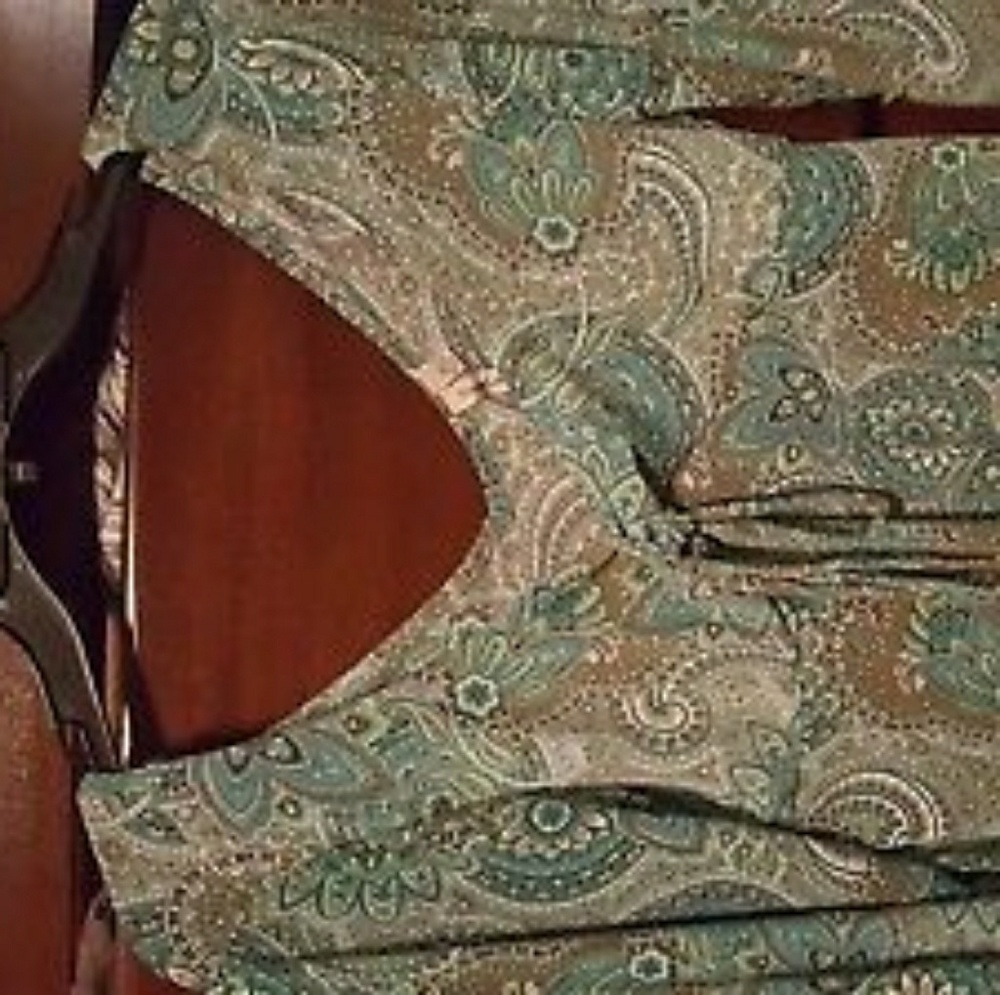 Susan Lawrence paisley poly jersey empire top. M